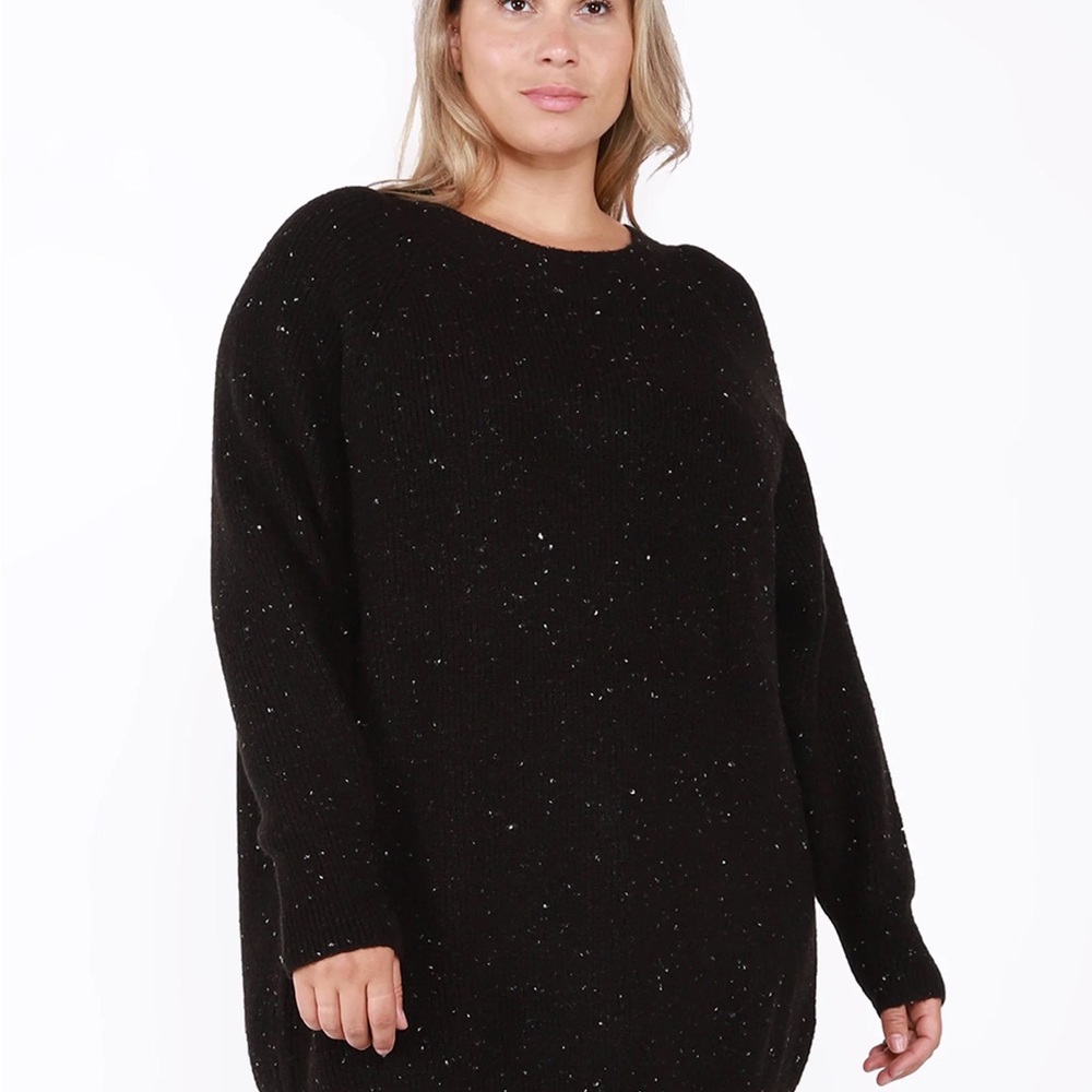 Dex Black Crew Neck Sweater with Long Sleeves and Relaxed Fit